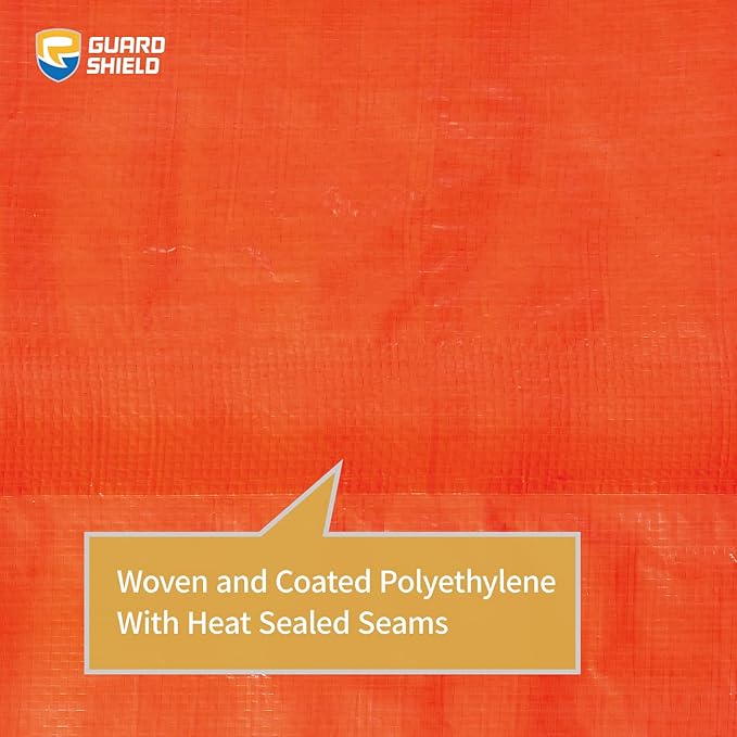 GUARD SHIELD Orange Tarp 16x20 Feet Tarps High Visibility Outdoor Poly Cover Lightweight 6mil