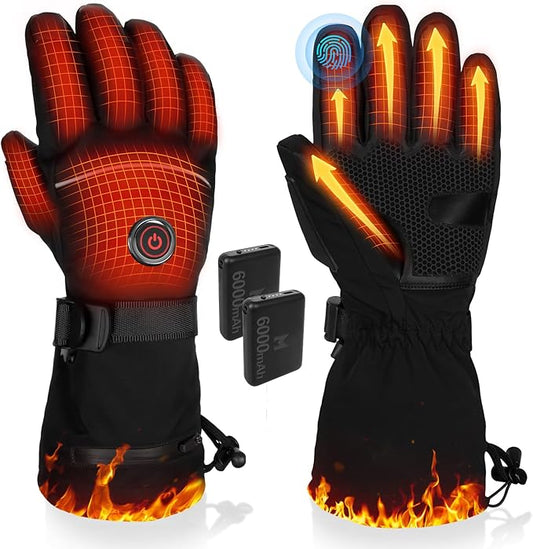 Heated Gloves, 5V 6000mAh Rechargeable Heated Gloves for Men Women, Waterproof & Upgrade Non-Slip Electric Heating Glove for Motorcycling, Hunting, Skiing, Outdoor Work