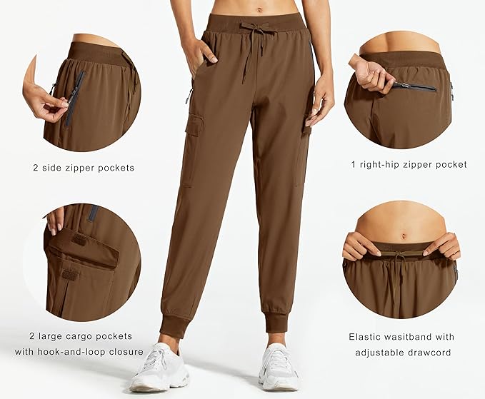Libin Women's Cargo Joggers Lightweight Quick Dry Hiking Pants Athletic Lounge Casual Travel