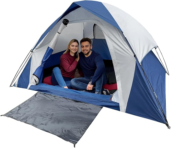 4 Person Dome Camping Tent, Double Layer Waterproof, Removable Rain Fly, for Outdoor Hiking, Fishing