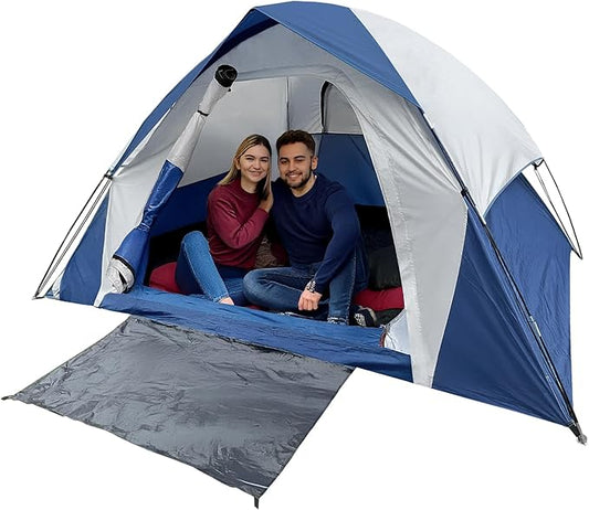 4 Person Dome Camping Tent, Double Layer Waterproof, Removable Rain Fly, for Outdoor Hiking, Fishing