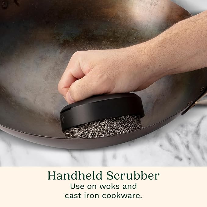 Cuisinart 3-in-1 Chainmail Grill Cleaner, Bristle-Free Dual Function Heavy-Duty Grill Brush with Removable Head, Worry-Free Stainless Steel Steam Clean BBQ Scrubber for Grills & Griddle