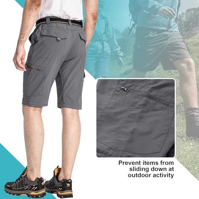Mens Hiking Pants Convertible Lightweight Quick Dry Zip Off Fishing Safari Camping Travel boy Scout Pants