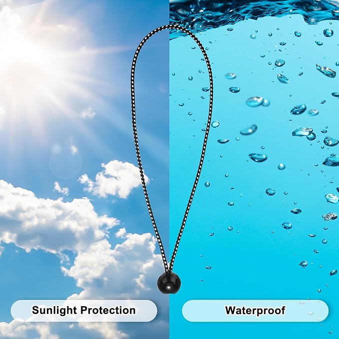 50-Pack Ball Bungee Cords, 12 Inch High Elastic Canopy Tarp Tie Down Bungee Balls for Camping/Tent/Cargo Holding Wire Hoses/Patio Umbrellas/Shelter [Black White]