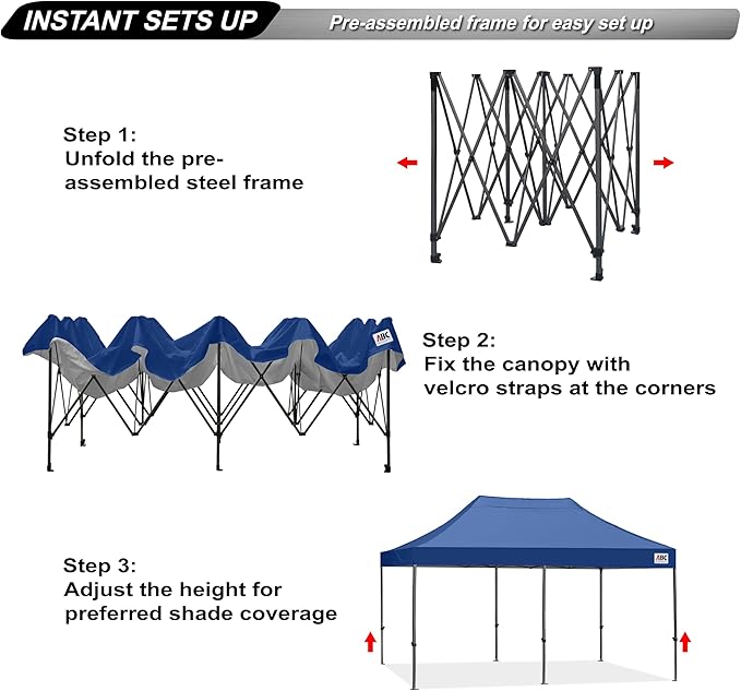 ABCCANOPY Patio Pop Up Canopy Tent 10x20 Commercial-Series (Navy Blue)