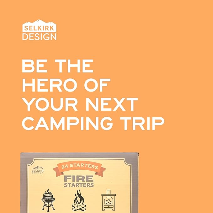 Fire Starters – 24-Pack | Non-Toxic, Odorless & Weatherproof Fire Starters for Camping, Fireplace, BBQ, Wood Stove & Grill | Easy Light, Long Burning 8–10 Minutes