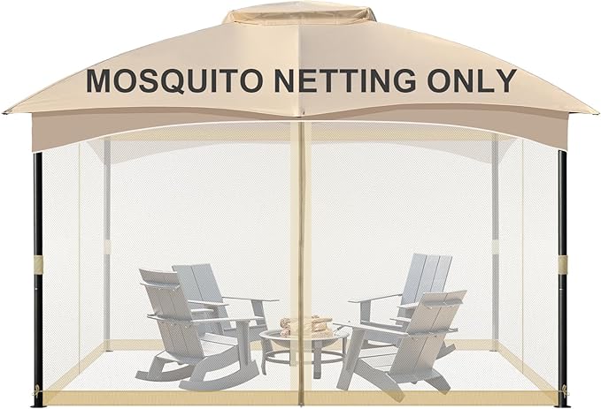 COWVIE Gazebo Replacement Netting Screen, 12' x 16' Universal Gazebo 4-Panel Mosquito Sidewalls with Double Zippers for Outdoor Patio (Only Netting)