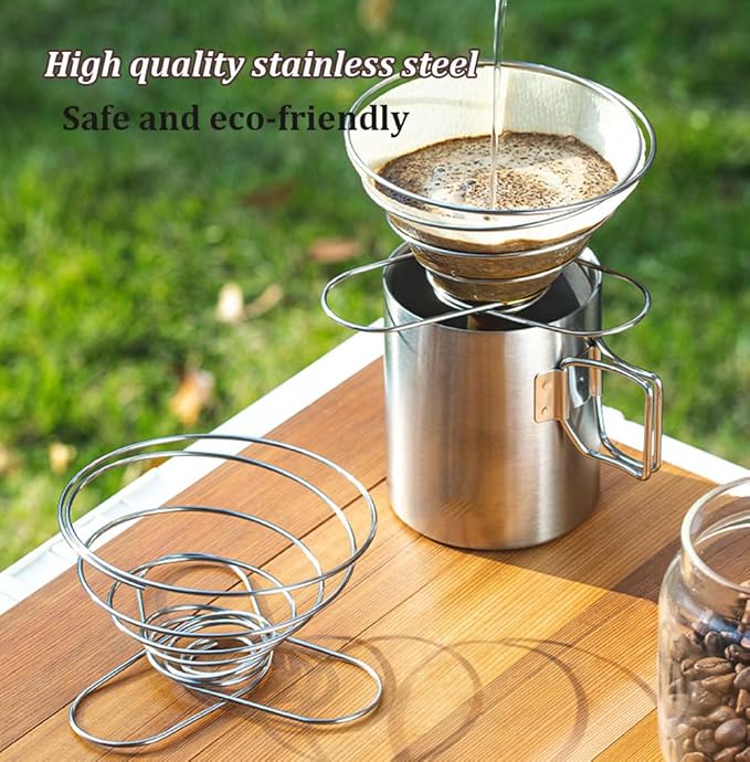 MERMOO YILAN Pour Over Coffee Dripper, for 1~2 Cups, Collapsible Folding Stainless Steel Coffee Maker, Comes with Storage Bag for Camping, Travel, Backpacking