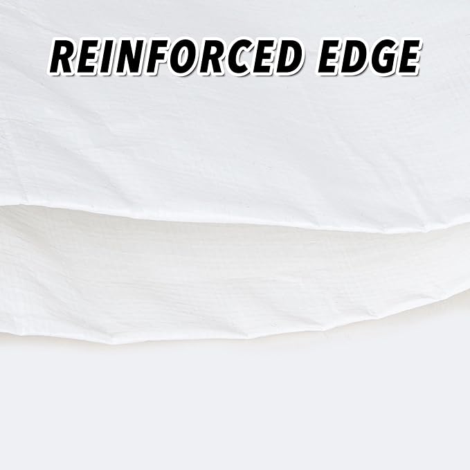 CARTMAN Finished Size 14x30 Feet 10 Mil White Heavy Duty Poly Tarp, Multipurpose Protective Cover, UV Resistant, Waterproof Poly Tarpaulin with Reinforced Edges Tarpaulin with Reinforced Edges