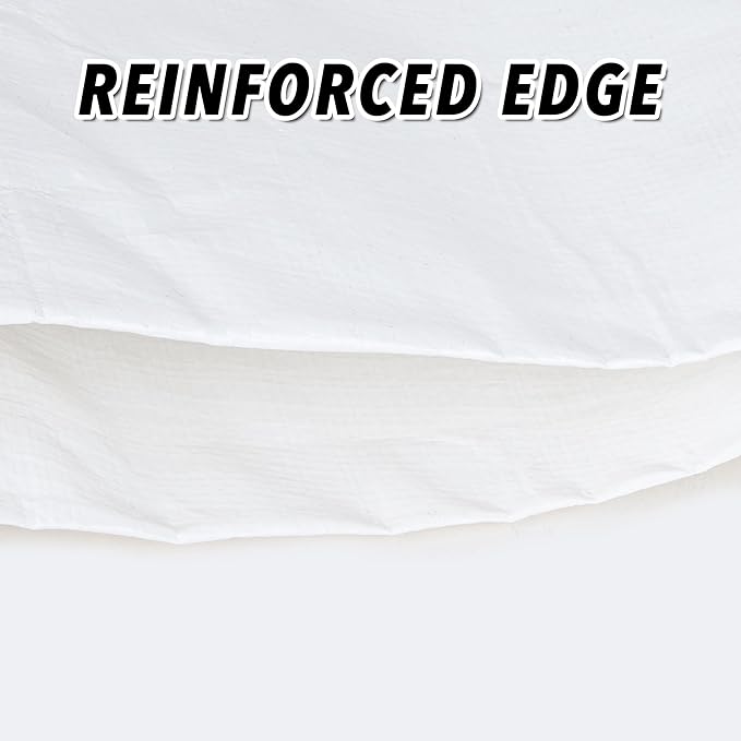 CARTMAN Finished Size 20x20 Feet 10 Mil White Heavy Duty Poly Tarp, Multipurpose Protective Cover, UV Resistant, Waterproof Poly Tarpaulin with Reinforced Edges Tarpaulin with Reinforced Edges