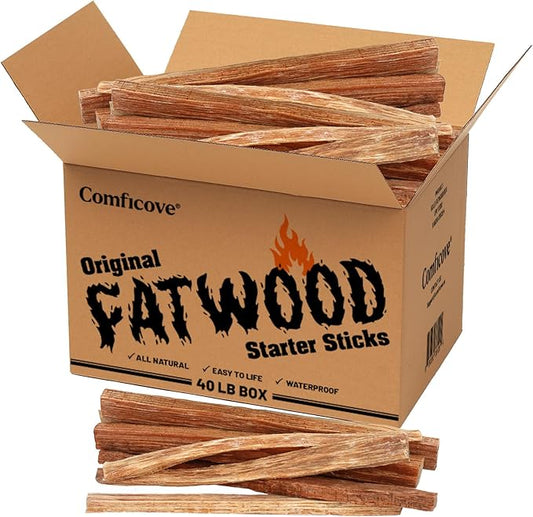 40 lbs. Fire Starter Fatwood Sticks Camping Essentials | Great Fire Logs and Fire Starters for Campfires, Wood Stoves, Bonfires, Fireplaces