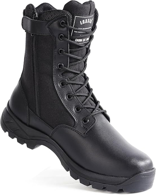 Men's Military Tactical Work Boots with Side Zipper, Puncture Resistant, Desert Combat, Army Jungle, 8 Inch Lightweight Hiking Boots