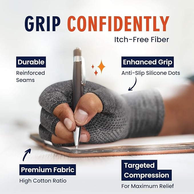 Dr. Frederick's Original Grippy Arthritis Gloves for Women & Men - Anti-Slip Compression Gloves for Arthritis Pain Relief - Small
