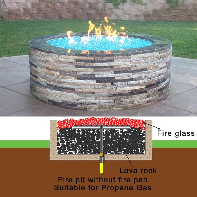 Stanbroil 30in Round Fire Ring for Natural Gas & Propane - Black Steel Fireplace Burner - Indoor & Outdoor, 435,000 BTU Max
