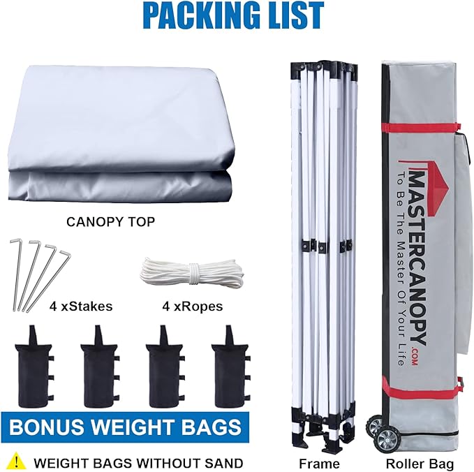 MASTERCANOPY Pop Up Canopy Tent Commercial Grade Instant Shelter (8x8, White)