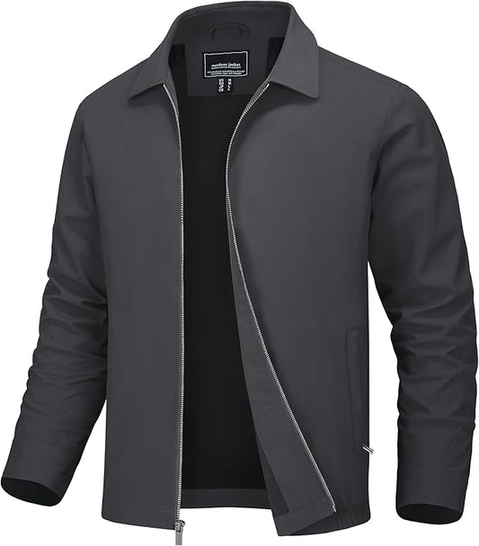 MAGNIVIT Men's Lightweight Jackets Light Windbreaker Full Zip Up Stylish Golf Coat Business Work Casual Dress