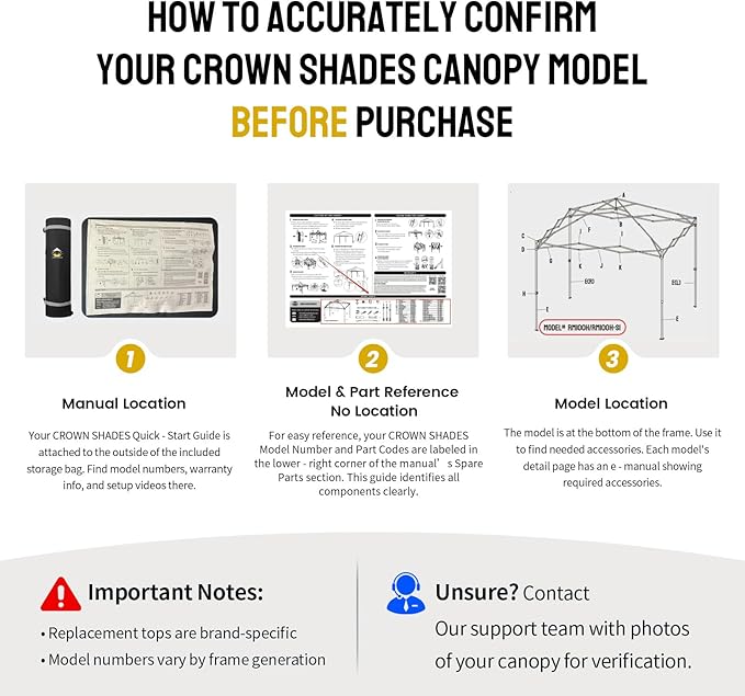 CROWN SHADES 10x10 Canopy Replacement Top - Only Compatible with Crown Shades RM100H Series, Silver Coated with Air Vent, Black (Top Only)