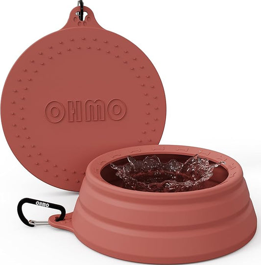 OHMO Spill Proof Collapsible Dog Water Bowl Large 34oz for Cars, No Splash Portable Bowls for Dog Travel, Pet Essentials for Road Trips, Cat Travel Accessories