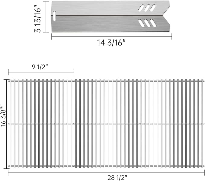 Kalomo Grill Grates Grill Heat Plates Shield Grill Replacement Parts for BBQ Uniflame Grill GBC1030W, GBC1030WRS, GBC1030WRS-C, GBC1134W, GBC1134WRS, Stainless Steel Cooking Grids Accessories