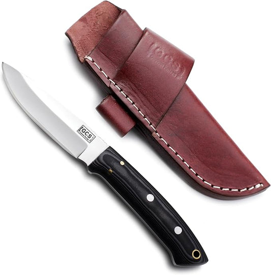 GCS Handmade D2 Steel Hunting Knife with Micarta Handle, Full Tang Blade, and Leather Sheath for Hunting Hunting Camping Survival EDC-GCS 965