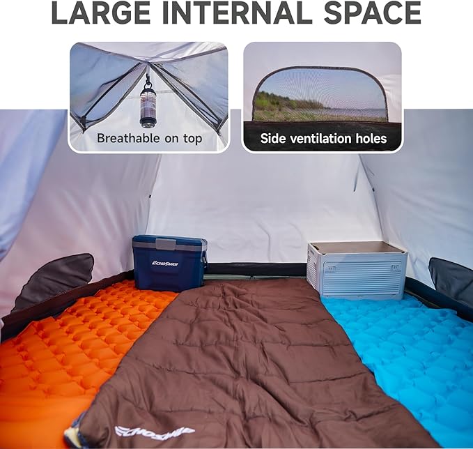 EchoSmile Camping Family Tent for 2-3 Person, Waterproof Dome Tent with Vestibule, Ultralight Easy Setup for Outdoor Camping, 3 Season