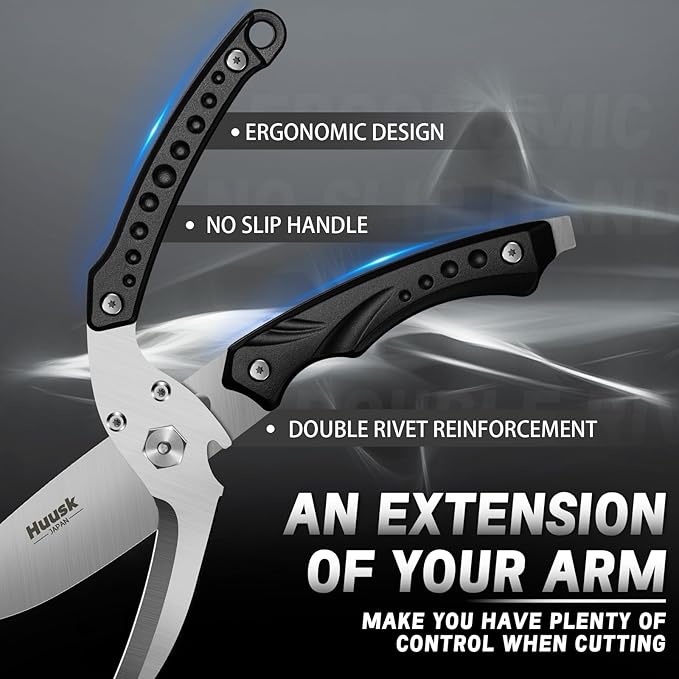 Huusk Kitchen Scissors for Food,Poultry Shears Heavy Duty with Serrated Edge,Detachable Meat Cutting Scissor for Chicken Bone And Turkey,Black Cooking Shear Thanksgiving