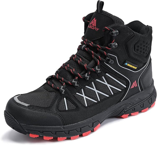 Queday Men's Hiking Boots Waterproof Outdoor Lightweight Trekking Shoes Ankle High Boots