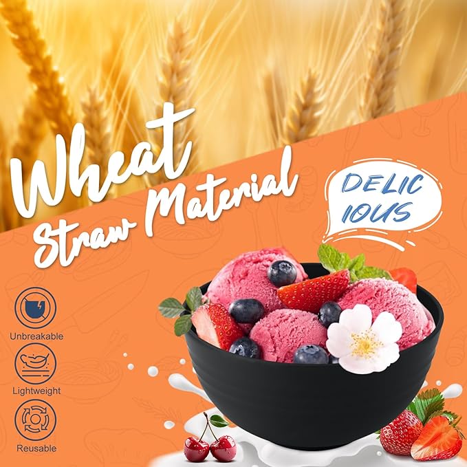 40 PCS Wheat Straw Dinnerware Set | Service for 8 Plastic Dishes Set Unbreakable Plates and Bowls Sets, Drinking Glasses, Dishwasher and Microwave Safe Dish Set for KItchen - Gray Stone