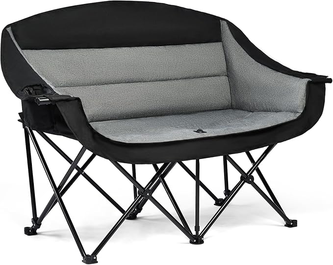 apollo walker Double Camping Chair - Heavy Duty 600lbs Camping Couch with Dual Cup Holder & Carry Bag, Loveseat Camping Chair for Outdoor, Lawn, Beach, Concert, Backyard, Park