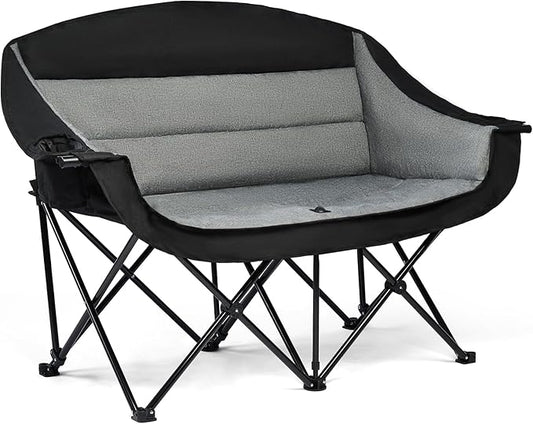 apollo walker Double Camping Chair - Heavy Duty 600lbs Camping Couch with Dual Cup Holder & Carry Bag, Loveseat Camping Chair for Outdoor, Lawn, Beach, Concert, Backyard, Park