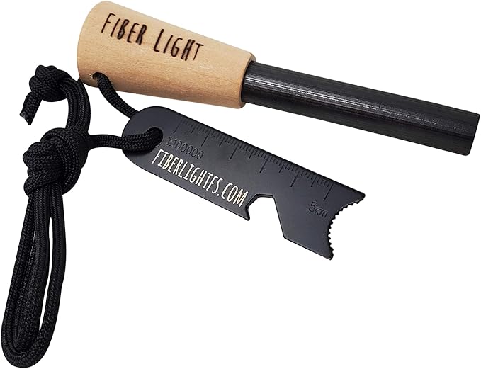Ferro Rod Fire Starter, Fire Steel Striker with Wood Handle and Lanyard, for Camping, Backpacking, Outdoor Survival, and Emergency Situations