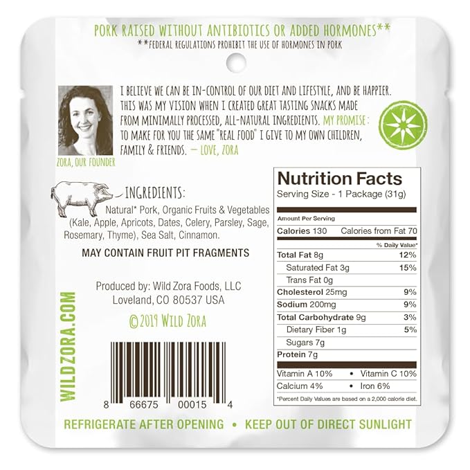 Wild Zora Meat & Veggie Bars, Variety 5-Pack, Natural Pork, Beef, Lamb, & Turkey Jerky Snacks, Healthy Paleo Snacks, AIP Friendly Options, Gluten Free, Soy Free, High Protein, No Added Sweetener