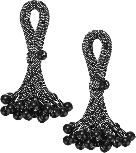 50-Pack Ball Bungee Cords, 12 Inch High Elastic Canopy Tarp Tie Down Bungee Balls for Camping/Tent/Cargo Holding Wire Hoses/Patio Umbrellas/Shelter [Black White]