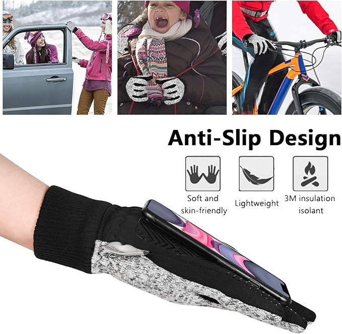 MOREOK Winter Gloves for Men/Women -10°F 3M Thinsulate Warm Touch Screen Snow Ski Bicycle Bike Gloves for Driving/Cycling/Running/Hiking