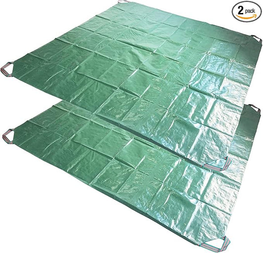 2-Pack 7x7ft Yard Garden Leaf Tarp 4 Handles Waterproof Tarps for Sandbox Cover,Lawn Debris,Yard Waste Tarp,Landscape Pruning,Leaf Hauler,Outdoor Camping Tarps,Tent Footprint,Patio Table,FirePit Cover
