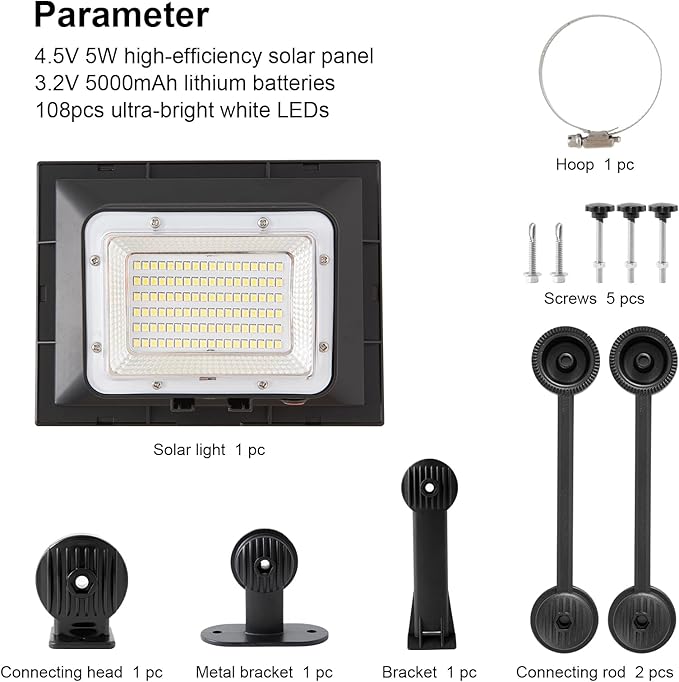 Solar Sign Lights Outdoor, 108 Leds 4888 lumens 5000 MAH Lighting Up to 15 Hrs Waterproof Solar Powered Sign Light