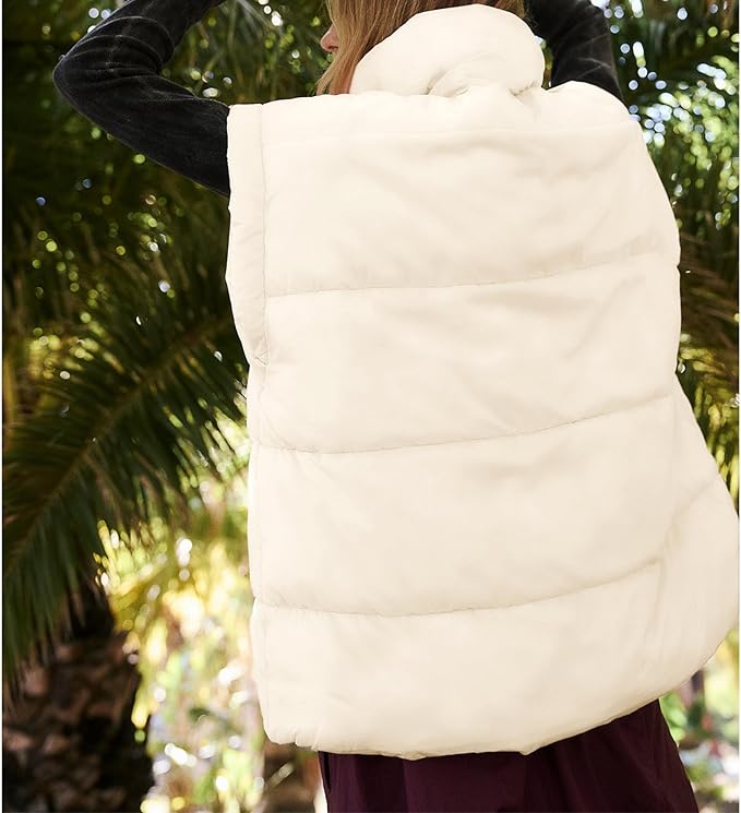 Ainangua Women's Puffer Vest Stand Collar Zipper Sleeveless Jackets Winter Lightweight Vests Warm Padded Jacket Coat