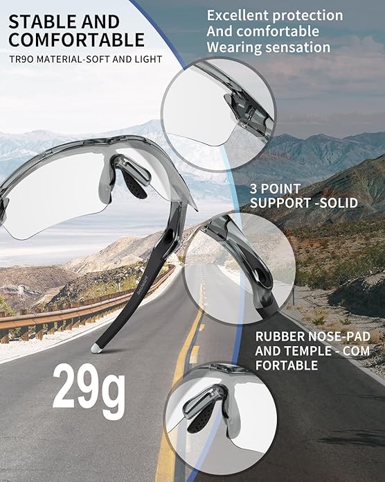 Rosemal Sports Sunglasses Polarized Cycling Sunglasses Running Driving Fishing Hiking for Men Women UV400 TAC TR90