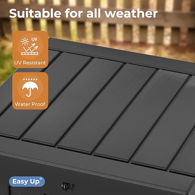 48 Gallon Outdoor Storage Box, Waterproof Resin Deck Box for Patio, Pool, and Garden, Lockable Bin for Cushions, Tools, and Accessories, UV-Resistant, Black