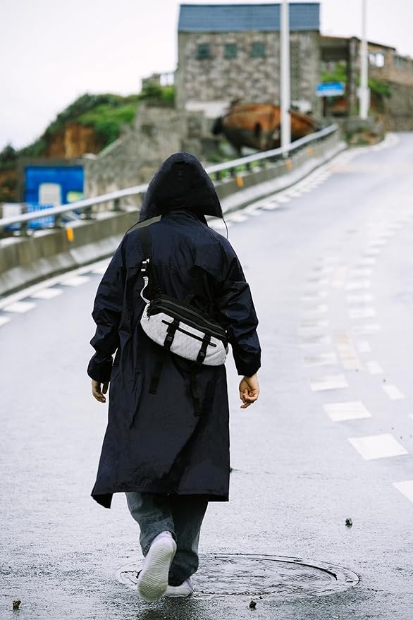 RainRider Raincoat for Men Waterproof Long Rain Jacket with Stowable Hood Lightweight Rain Gear Poncho for Unisex