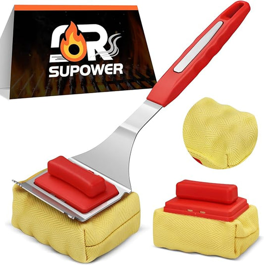 Grill Brush Bristle Free with 2 Cleaning Brush Heads, Cleaning with Steam Technology, Replaceable Brush Heads & Scraper Tool for Stainless-Steel Grates Grill Brush with Stainless Steel Spatula