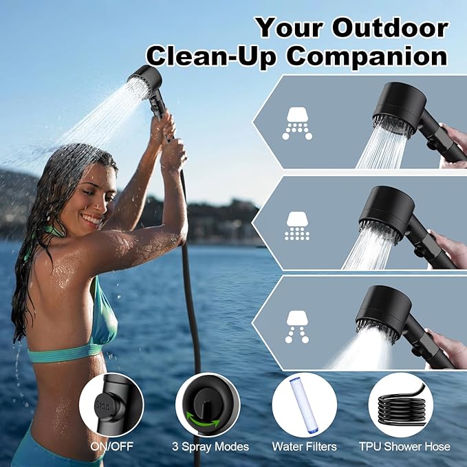 Portable Shower for Camping,5 Gal/20L Solar Heating Camping Shower Bag with Shower Pump,Shower Head,Essential for Camping,Festivals,Overlanding,Beach Trips,Outdoor Showers (Eco Foot Pump)