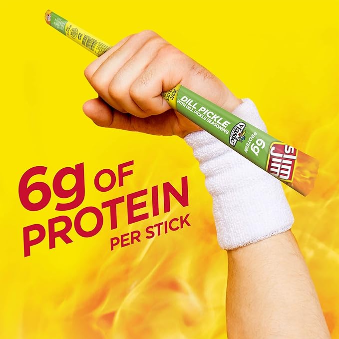 Slim Jim Giant Smoked Meat Sticks, Vlasic Dill Pickle Flavor, 6g Protein Per Stick, 0.97 oz. (24 Count)