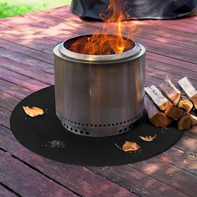36" Fire Pit Mat for Solo Stove Bonfire, Round Fireproof Under Grill Mats for Outdoor Grill, Portable Camping Stove Mat for Solo Stove Accessories