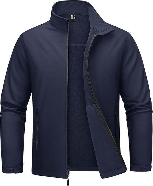 MAGCOMSEN Men's Fleece Lined Softshell Jacket Waterproof Windbreaker Rain Jacket for Tactical Hiking