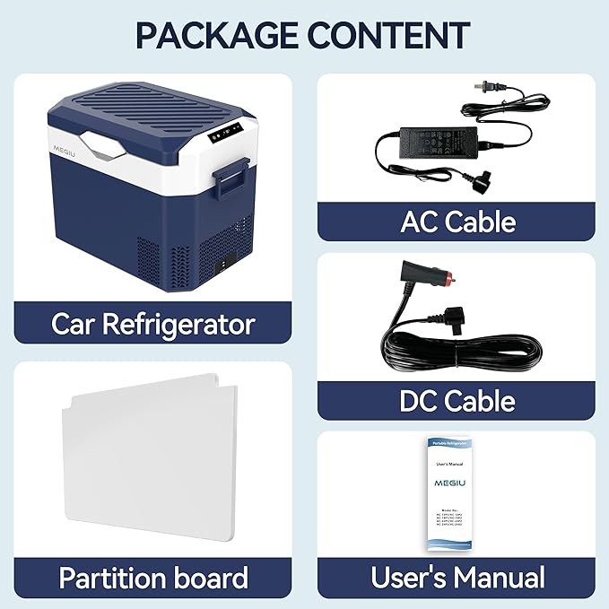 Car Refrigerator Portable 12V Fridge 32 Quart 12 Volt Freezer Compressor Cooler 12V/24V DC 110～240 V AC for Truck Van RV Camper SUV and Home Use