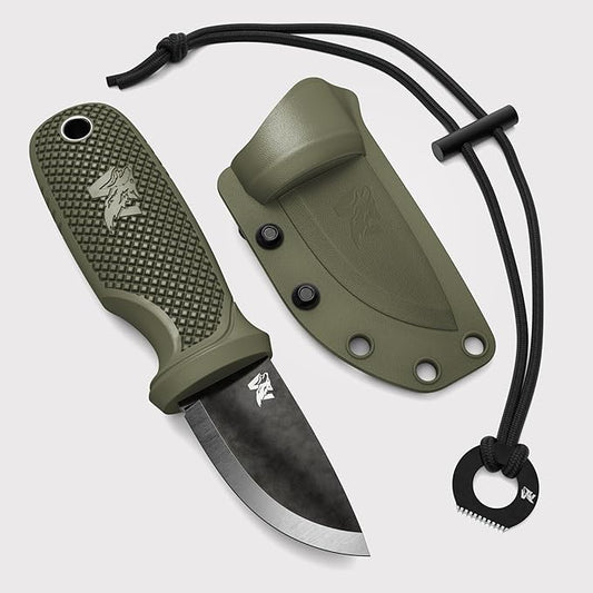 W-MINI 2 - EDC Neck Knife with Sheath and Necklace - Small EDC Fixed Blade Knife Necklace and Belt Clip - Pocket Fixed Blade Knives - Full Tang Neck Knife with Sheath Tactical + Fire Starter
