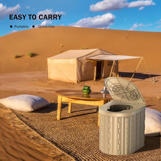 Portable Toilet, Upgraded 15'' toilet With Removable Paper Holder, Camping Toilet With A Load Capacity Of 450 Lbs, Portable Potty for Camping, Hiking, Road Trip, Car, RV, Tent, Beach, Truck Drivers