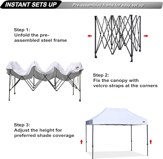 ABCCANOPY Patio Pop Up Canopy Tent 10x15 Commercial-Series (White)