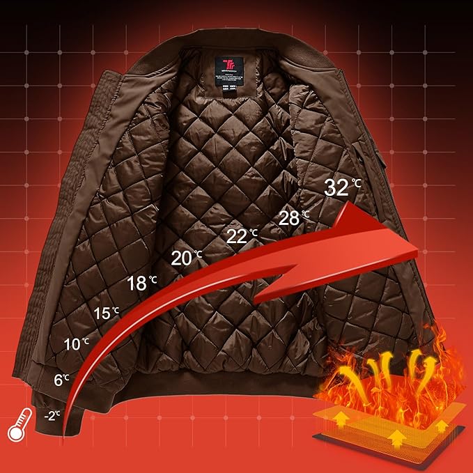 Gopune Men's Windproof Bomber Jacket Warm Water Resistant Windbreaker Winter Outwear Quilted Jackets Coats